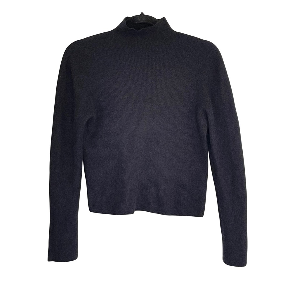 Quince Featherweight 100%‎ Mongolian Cashmere Ribbed Mockneck Sweater Black L